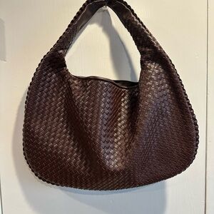 Chic Dark Brown Woven Hobo Bag